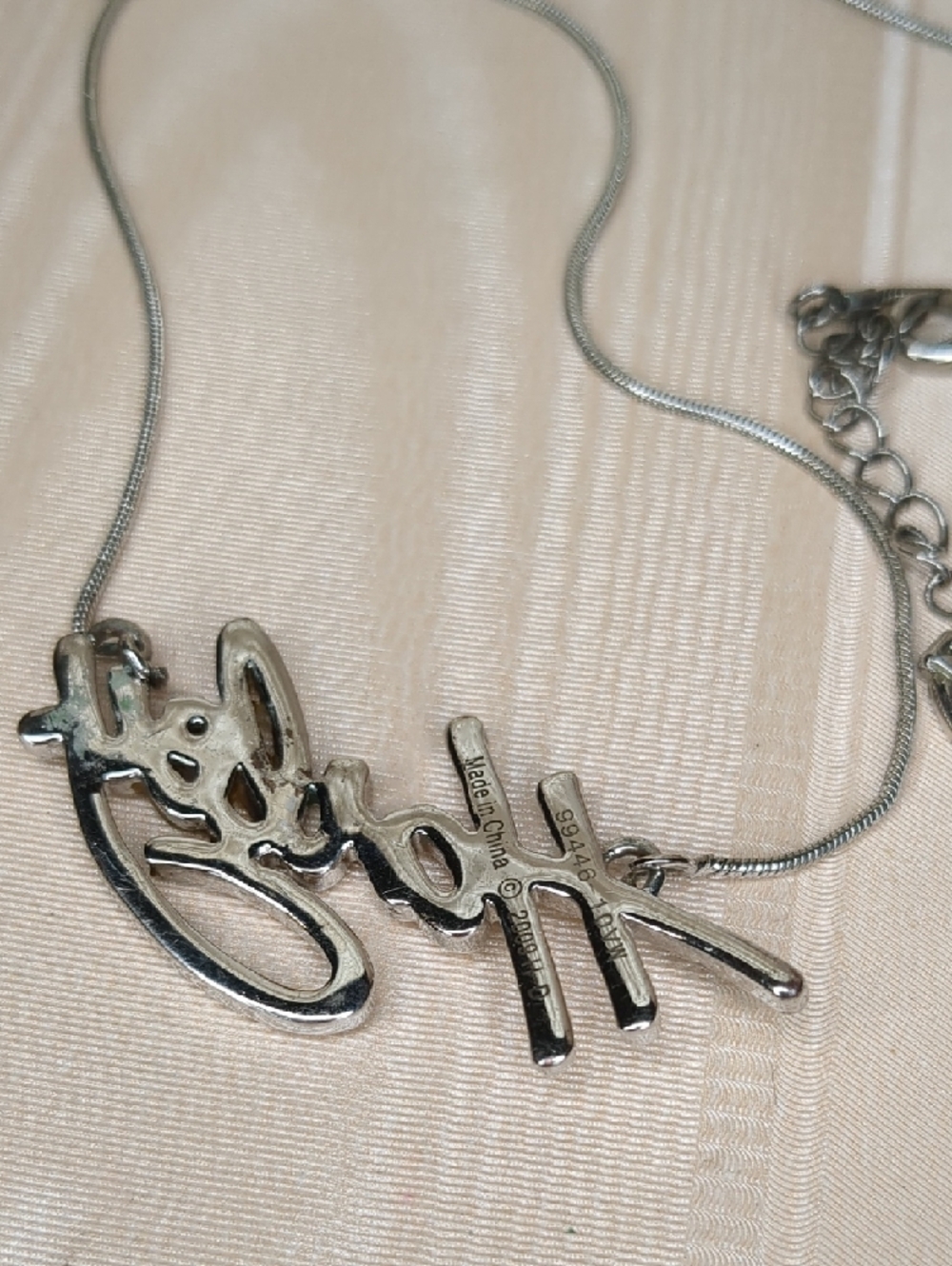 Y2K Retro Harley Davidson Crystal Necklace Bar Logo Silver Bikercore Moto - Picture 6 of 9